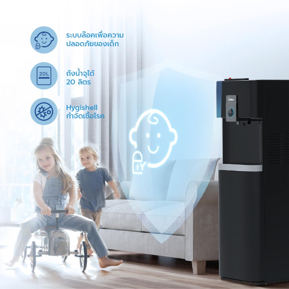 ตู้กดน้ำดื่ม Midea รุ่น YL2036S แบบถังล่าง ( ระบบก๊อกเดียว 3 อุณหภูมิ )
